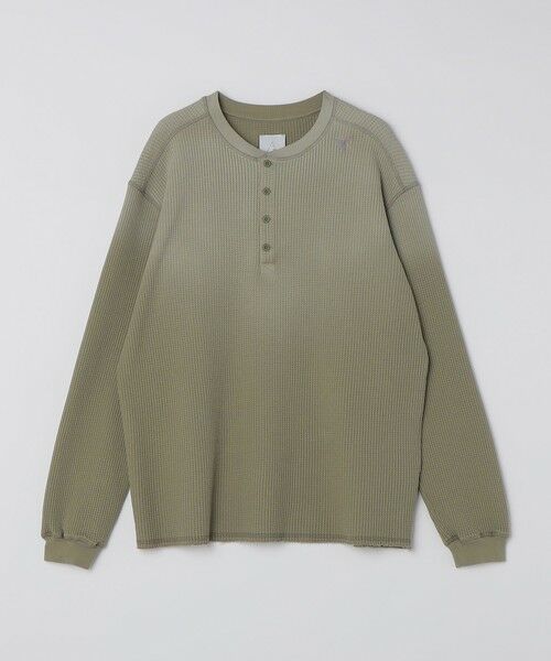 SHIPS / シップス Tシャツ | ROA:  BEE SUN FADED ORGANIC WAFFLE SERAFINO LONG SLEEVE（ライトオリーブ）