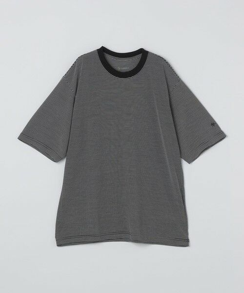 SHIPS / シップス Tシャツ | Goldwin: STRIPE WOOL/LYOCELL TEE（ブラック）