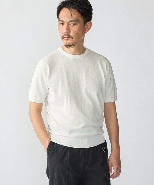 SHIPS / シップス ニット・セーター | SHIPS:〈接触冷感〉 ICE COTTON クルーネック ショート スリーブ ニット Tシャツ | 詳細1