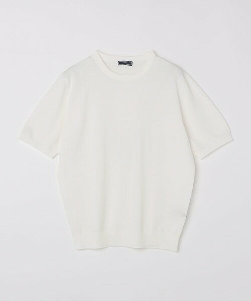 SHIPS / シップス ニット・セーター | SHIPS:〈接触冷感〉 ICE COTTON クルーネック ショート スリーブ ニット Tシャツ（ホワイト）