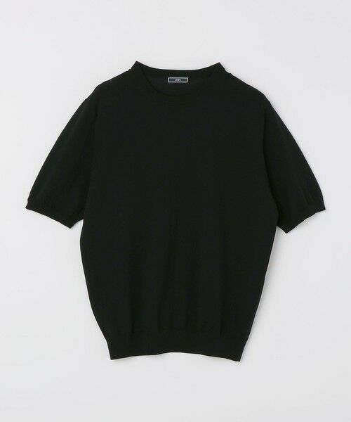 SHIPS / シップス ニット・セーター | SHIPS:〈接触冷感〉 ICE COTTON クルーネック ショート スリーブ ニット Tシャツ（ブラック）