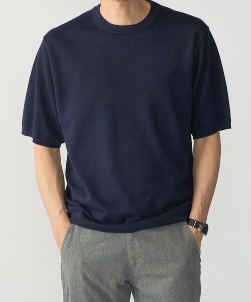 SHIPS / シップス ニット・セーター | SHIPS:〈接触冷感/ 手洗い可能〉ラミー ニット Tシャツ（ネイビー）