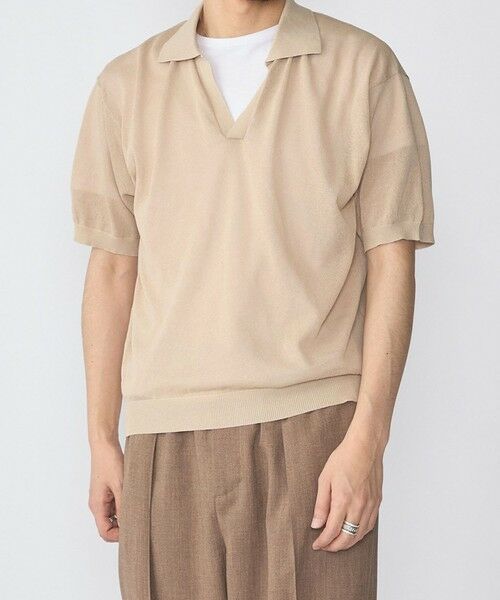 SHIPS / シップス ポロシャツ | SHIPS:〈手洗い可能〉和紙 スキッパー ニット ポロ（ベージュ）