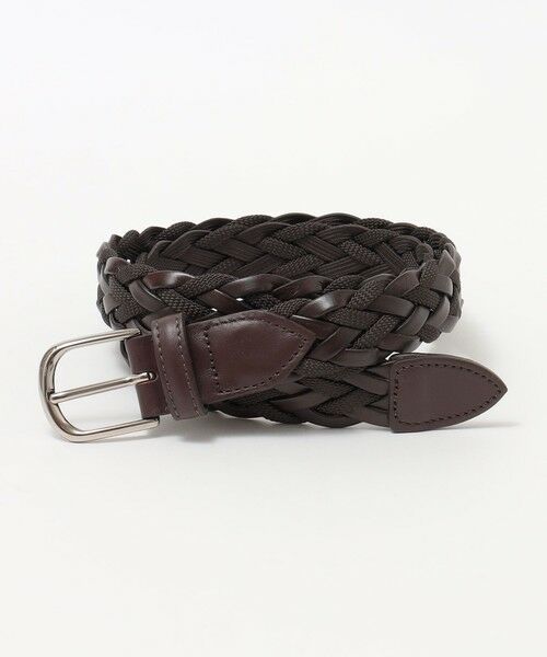 SHIPS / シップス ベルト・サスペンダー | SHIPS: イタリア製 レザー コンビネーション メッシュ ベルト（ダークブラウン）