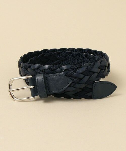 SHIPS / シップス ベルト・サスペンダー | SHIPS: イタリア製 レザー コンビネーション メッシュ ベルト（ネイビー）