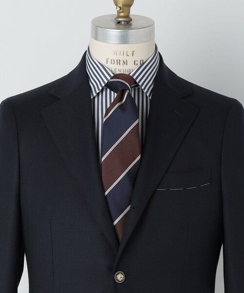SHIPS / シップス ネクタイ | SHIPS: シルク バスケット ツイル ワイド ストライプ ネクタイ（ネイビー）