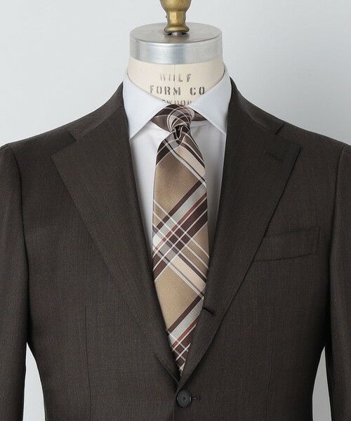 SHIPS / シップス ネクタイ | SHIPS: シルク バスケット チェック ネクタイ（ベージュ系）