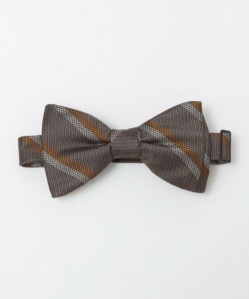 SHIPS / シップス ネクタイ | SHIPS: シルク バスケット レジメンタルストライプ ボウタイ（チャコールグレー）