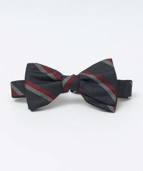 SHIPS / シップス ネクタイ | SHIPS: シルク バスケット レジメンタルストライプ ボウタイ（ネイビー）