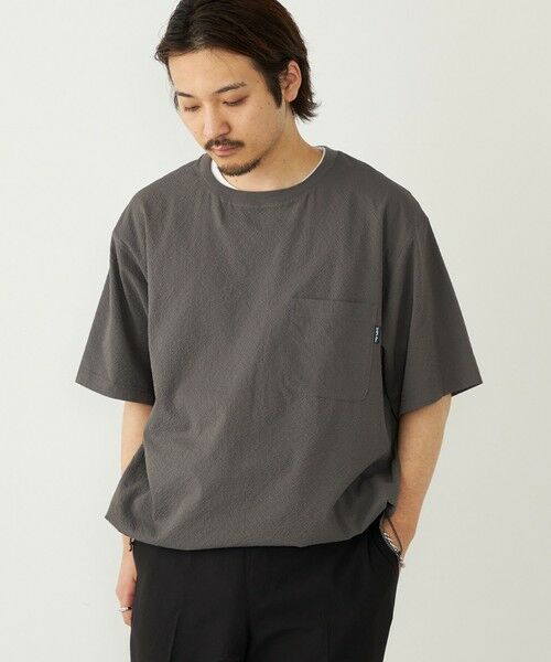 SHIPS / シップス Tシャツ | SHIPS Colors:〈接触冷感・吸水速乾・洗濯機可能〉ライト シアサッカー Tシャツ（ダークグレー）