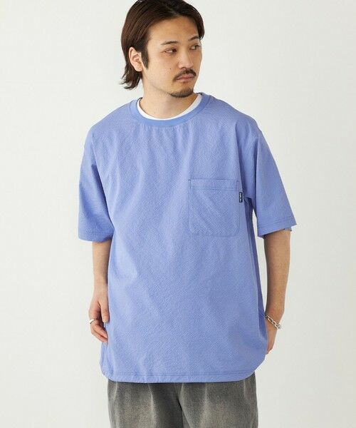 SHIPS / シップス Tシャツ | SHIPS Colors:〈接触冷感・吸水速乾・洗濯機可能〉ライト シアサッカー Tシャツ（ブルー）