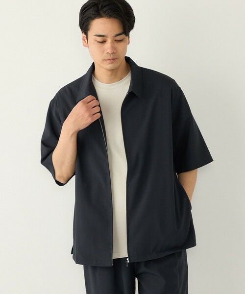 SHIPS / シップス シャツ・ブラウス | 《予約》SHIPS Colors:〈吸水速乾・洗濯機可能〉2WAY ストレッチ ジップ シャツ◆（ネイビー）