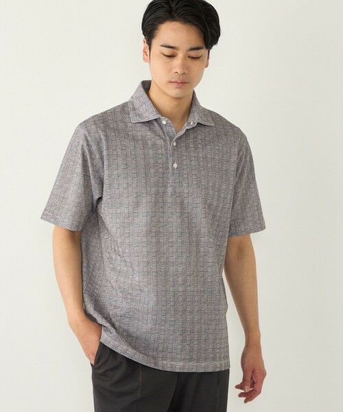 SHIPS / シップス ポロシャツ | SHIPS Colors:〈吸水速乾〉カノコ グレンチェック ワイドカラー ポロシャツ（ブラック）