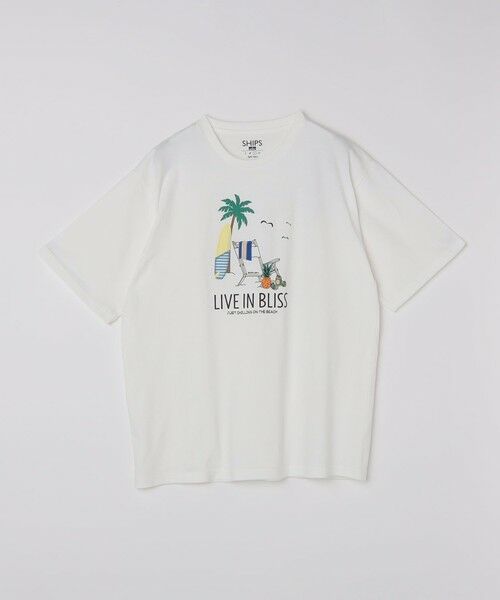 SHIPS / シップス Tシャツ | SHIPS Colors:パッチワーク & 刺繍 Tシャツ（ライトホワイト）