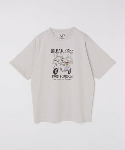 SHIPS / シップス Tシャツ | SHIPS Colors:パッチワーク & 刺繍 Tシャツ（ライトグレー）