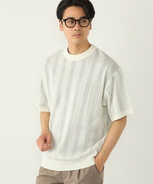 SHIPS / シップス ニット・セーター | 《予約》【WEB限定】SHIPS Colors:〈手洗い可能〉リネンタッチ 針抜き ニット◆（オフホワイト）