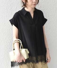 SHIPS / シップス シャツ・ブラウス | 《予約》SHIPS Colors:〈手洗い可能〉ヘム レース スキッパー ブラウス◆