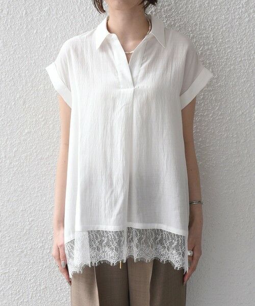 SHIPS / シップス シャツ・ブラウス | 《予約》SHIPS Colors:〈手洗い可能〉ヘム レース スキッパー ブラウス◆ | 詳細3