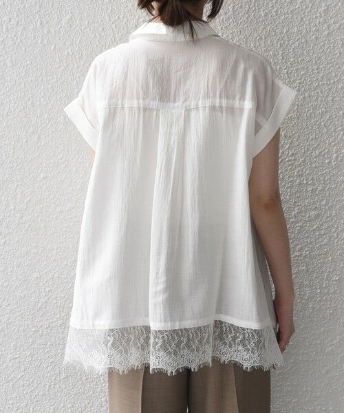 SHIPS / シップス シャツ・ブラウス | 《予約》SHIPS Colors:〈手洗い可能〉ヘム レース スキッパー ブラウス◆ | 詳細5