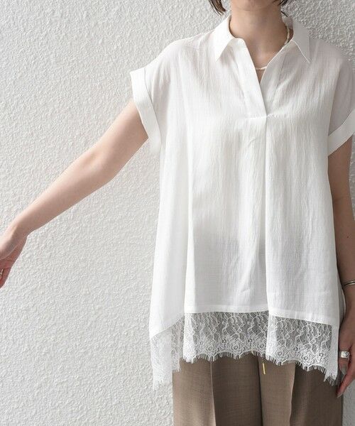 SHIPS / シップス シャツ・ブラウス | 《予約》SHIPS Colors:〈手洗い可能〉ヘム レース スキッパー ブラウス◆ | 詳細6