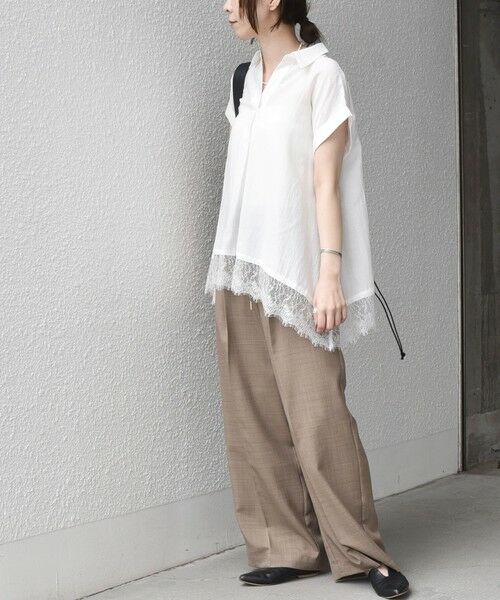 SHIPS / シップス シャツ・ブラウス | 《予約》SHIPS Colors:〈手洗い可能〉ヘム レース スキッパー ブラウス◆ | 詳細7