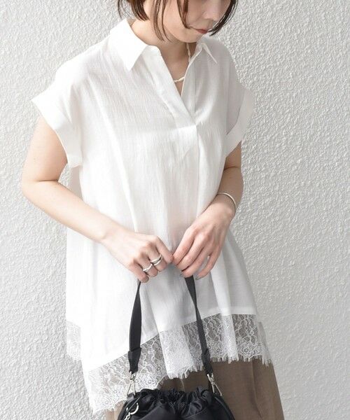 SHIPS / シップス シャツ・ブラウス | 《予約》SHIPS Colors:〈手洗い可能〉ヘム レース スキッパー ブラウス◆ | 詳細8