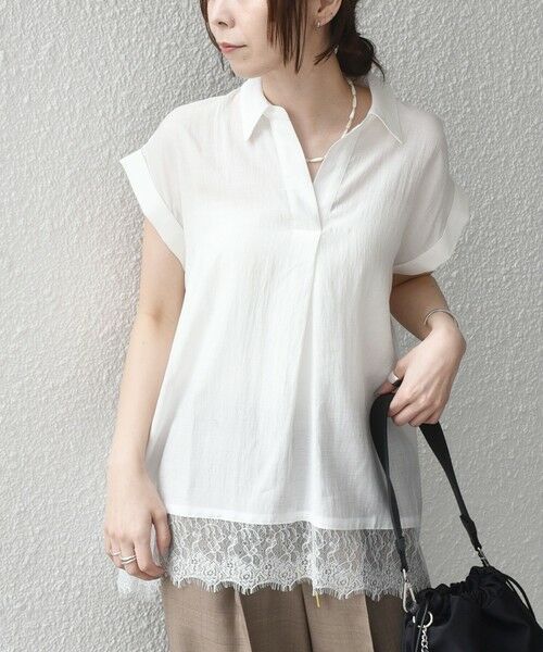 SHIPS / シップス シャツ・ブラウス | 《予約》SHIPS Colors:〈手洗い可能〉ヘム レース スキッパー ブラウス◆ | 詳細10