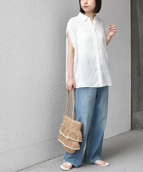 SHIPS / シップス シャツ・ブラウス | 《予約》SHIPS Colors:〈洗濯機可能〉ユーロリネン フレンチスリーブ ビッグ シャツ◆ | 詳細3