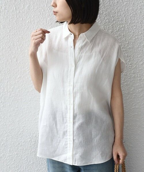 SHIPS / シップス シャツ・ブラウス | 《予約》SHIPS Colors:〈洗濯機可能〉ユーロリネン フレンチスリーブ ビッグ シャツ◆ | 詳細4