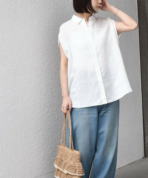 SHIPS / シップス シャツ・ブラウス | 《予約》SHIPS Colors:〈洗濯機可能〉ユーロリネン フレンチスリーブ ビッグ シャツ◆ | 詳細6