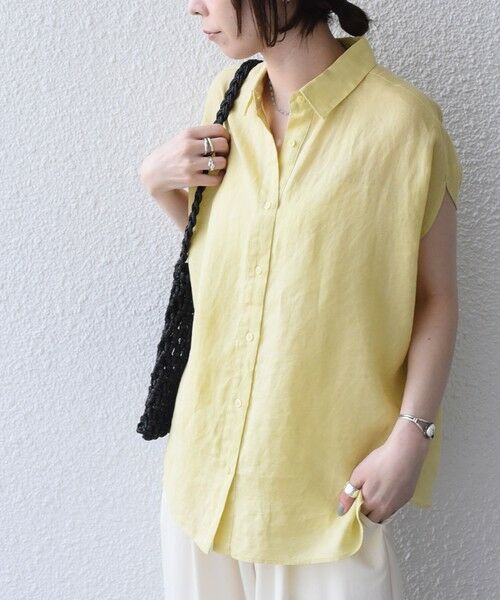 SHIPS / シップス シャツ・ブラウス | 《予約》SHIPS Colors:〈洗濯機可能〉ユーロリネン フレンチスリーブ ビッグ シャツ◆（イエロー）