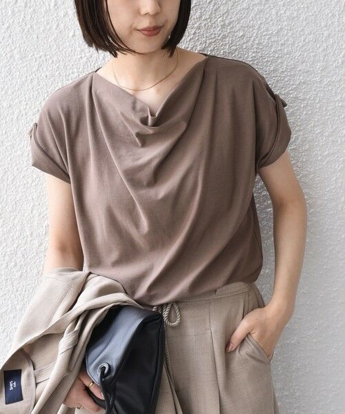 SHIPS / シップス Tシャツ | 《予約》SHIPS Colors:〈接触冷感・手洗い可能〉クールタッチ ドレープ TEE◆（ブラウン）