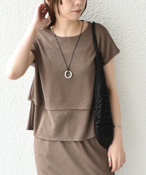 SHIPS / シップス カットソー（半袖以外） | 《予約》SHIPS Colors:〈手洗い可能〉リネンライク ミラノ ティアード トップス◆（カーキ）