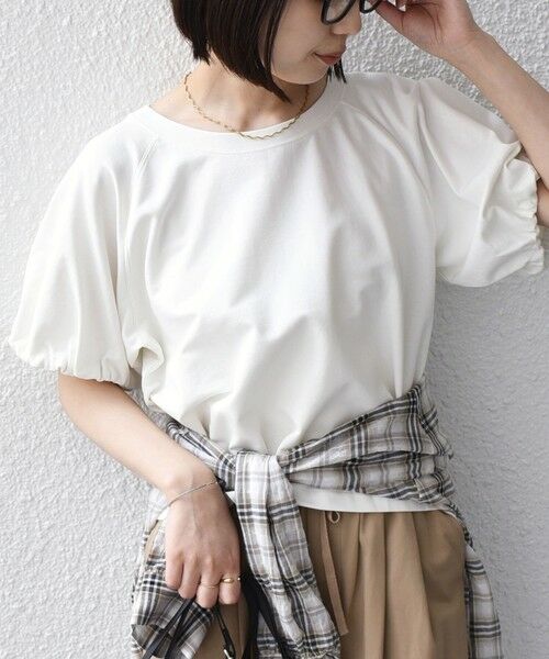 SHIPS / シップス Tシャツ | SHIPS Colors:〈手洗い可能〉ミニ裏毛 バルーンスリーブ トップス（オフホワイト）