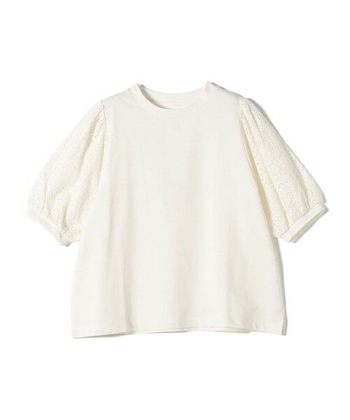 SHIPS / シップス Tシャツ | 《予約》SHIPS Colors:〈手洗い可能〉ミニ裏毛 レース スリーブ トップス◆ | 詳細1