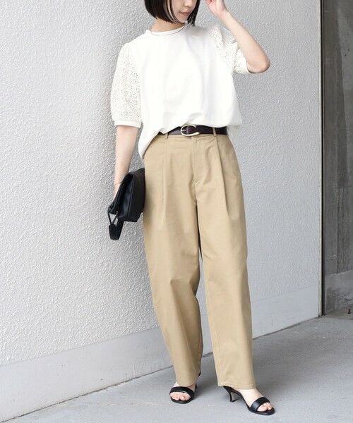 SHIPS / シップス Tシャツ | 《予約》SHIPS Colors:〈手洗い可能〉ミニ裏毛 レース スリーブ トップス◆ | 詳細6