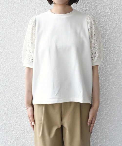 SHIPS / シップス Tシャツ | 《予約》SHIPS Colors:〈手洗い可能〉ミニ裏毛 レース スリーブ トップス◆ | 詳細8