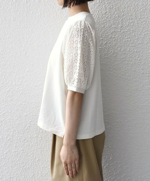 SHIPS / シップス Tシャツ | 《予約》SHIPS Colors:〈手洗い可能〉ミニ裏毛 レース スリーブ トップス◆ | 詳細9