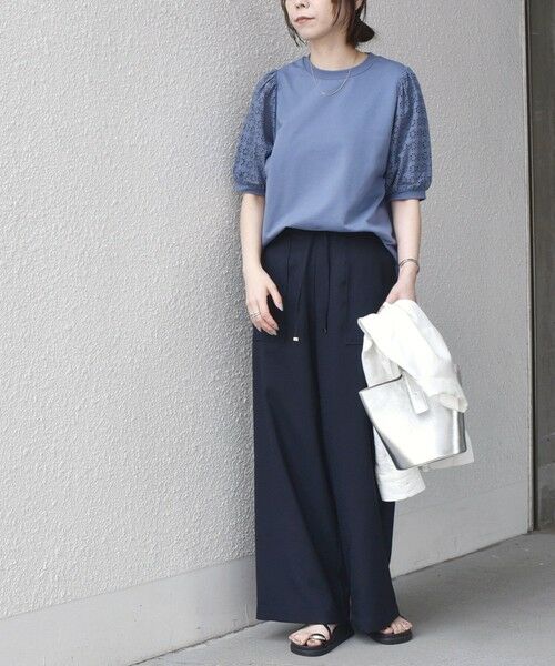 SHIPS / シップス Tシャツ | 《予約》SHIPS Colors:〈手洗い可能〉ミニ裏毛 レース スリーブ トップス◆ | 詳細20