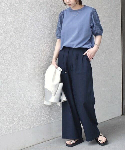 SHIPS / シップス Tシャツ | 《予約》SHIPS Colors:〈手洗い可能〉ミニ裏毛 レース スリーブ トップス◆ | 詳細21