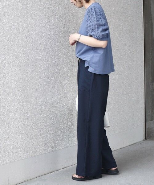 SHIPS / シップス Tシャツ | 《予約》SHIPS Colors:〈手洗い可能〉ミニ裏毛 レース スリーブ トップス◆ | 詳細22