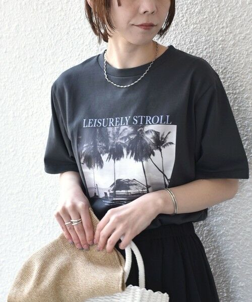 SHIPS / シップス Tシャツ | 《予約》SHIPS Colors:〈接触冷感・UVカット・洗濯機可能〉PALM フォト TEE◆（ダークグレー）