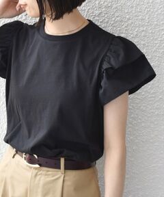 SHIPS / シップス Tシャツ | 《予約》【WEB限定】SHIPS Colors:〈手洗い可能〉異素材 フリルスリーブ カットソー◆