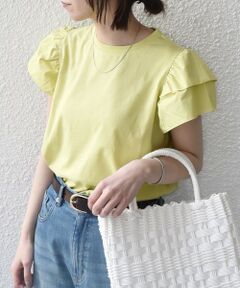 SHIPS / シップス Tシャツ | 《予約》【WEB限定】SHIPS Colors:〈手洗い可能〉異素材 フリルスリーブ カットソー◆