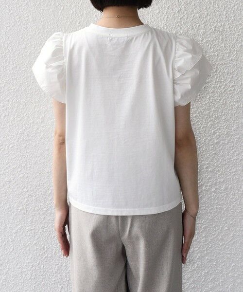 SHIPS / シップス Tシャツ | 《予約》【WEB限定】SHIPS Colors:〈手洗い可能〉異素材 フリルスリーブ カットソー◆ | 詳細4