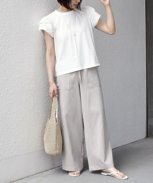 SHIPS / シップス Tシャツ | 《予約》【WEB限定】SHIPS Colors:〈手洗い可能〉異素材 フリルスリーブ カットソー◆ | 詳細6