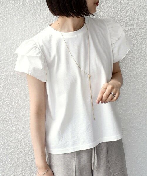 SHIPS / シップス Tシャツ | 《予約》【WEB限定】SHIPS Colors:〈手洗い可能〉異素材 フリルスリーブ カットソー◆ | 詳細7