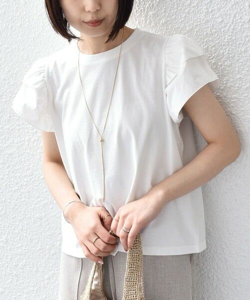 SHIPS / シップス Tシャツ | 《予約》【WEB限定】SHIPS Colors:〈手洗い可能〉異素材 フリルスリーブ カットソー◆ | 詳細8