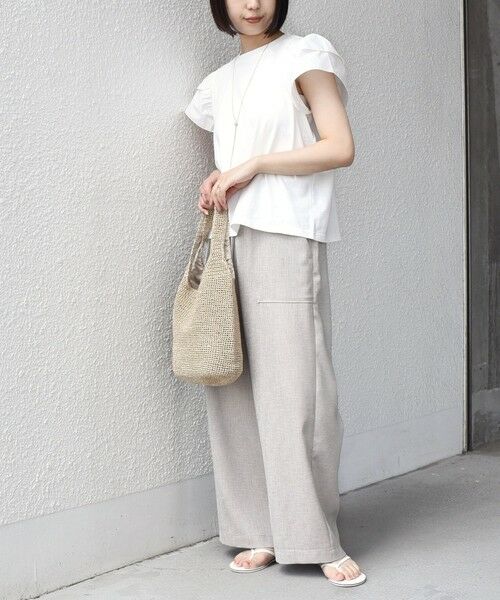 SHIPS / シップス Tシャツ | 《予約》【WEB限定】SHIPS Colors:〈手洗い可能〉異素材 フリルスリーブ カットソー◆ | 詳細9