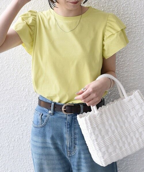 SHIPS / シップス Tシャツ | 《予約》【WEB限定】SHIPS Colors:〈手洗い可能〉異素材 フリルスリーブ カットソー◆ | 詳細25